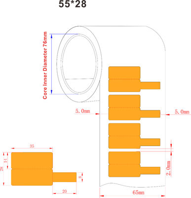 55x28mm Cable Adhesive Label 2mil Yellow Matte Water Resistant Synthetic Paper Cable Label
